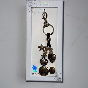 Disney Gold Heart and Star Mickey Keychain